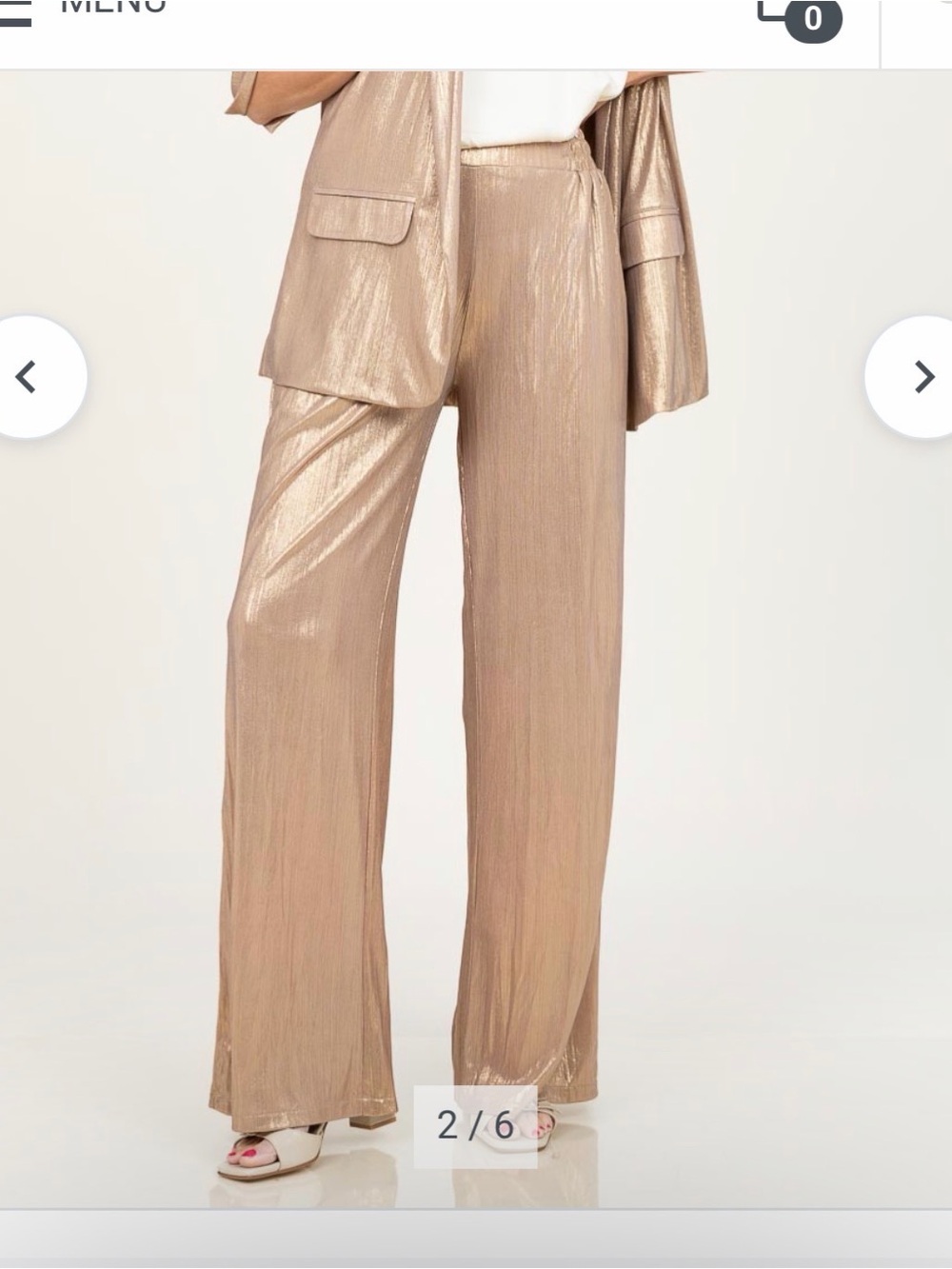EST'SEVEN  Wide-Leg Metallic Gold Pants size Small